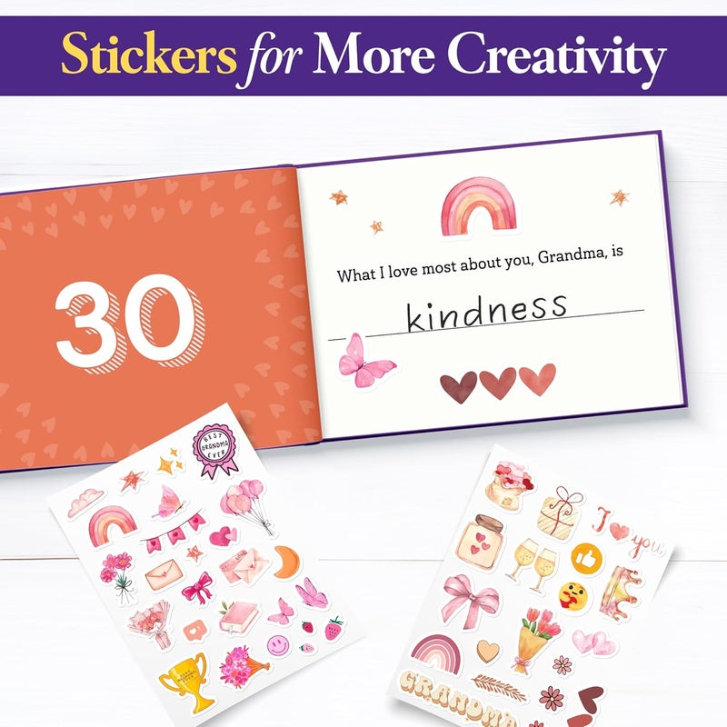 BRAVEBUG What I Love about Grandma Book - Grandma Gifts from Grandkids - Grandma Birthday Gifts, Birthday Gifts for Grandma - Grandmother Gifts, Christmas Gifts for Grandma Fill-in-the-Blank Journal Gifts - Image 5